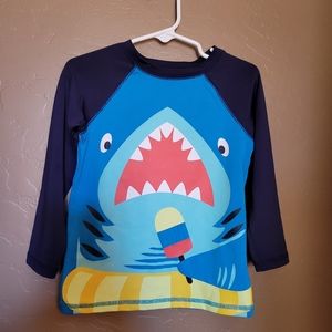 Cat & Jack Shark Jaws Rash Guard Swim Shirt 3T